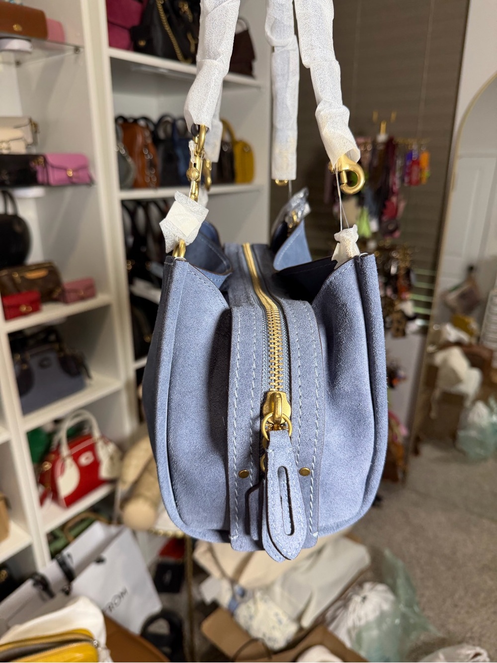 Coach Blue Suede Rogue 34 - Picture 3 of 10